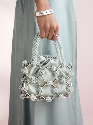 Next baby blue beaded - blue, satin